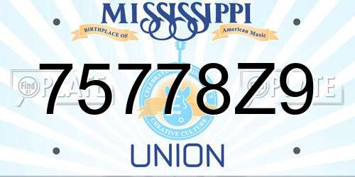 75778Z9 Mississippi License Plate
