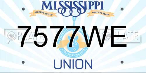 7577WE Mississippi License Plate