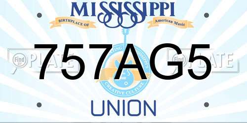 757AG5 Mississippi License Plate