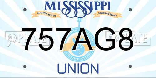 757AG8 Mississippi License Plate
