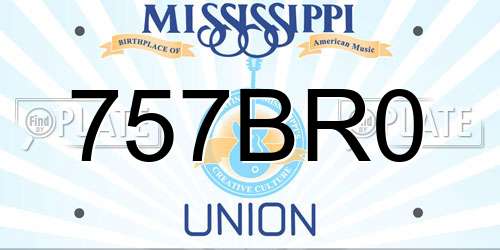 757BR0 Mississippi License Plate