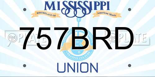 757BRD Mississippi License Plate