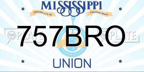 757BRO Mississippi License Plate
