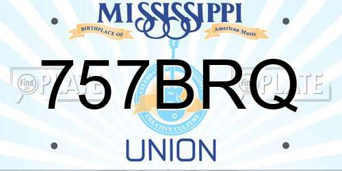 757BRQ Mississippi License Plate