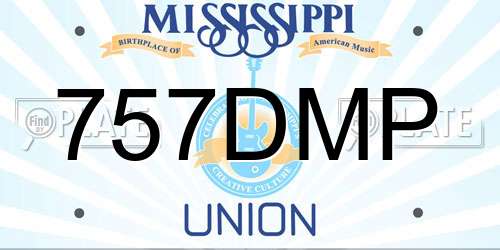 757DMP Mississippi License Plate