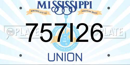 757I26 Mississippi License Plate