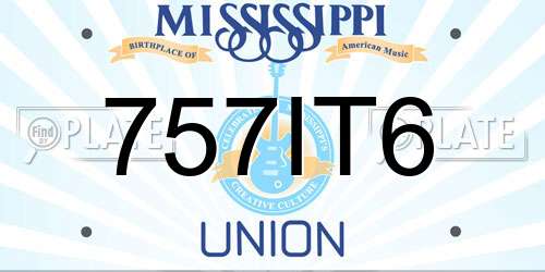 757IT6 Mississippi License Plate