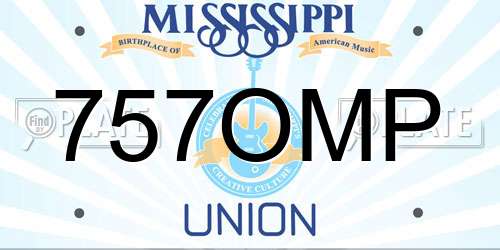 757OMP Mississippi License Plate