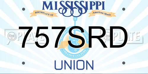 757SRD Mississippi License Plate