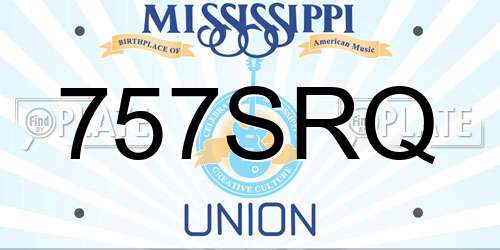 757SRQ Mississippi License Plate