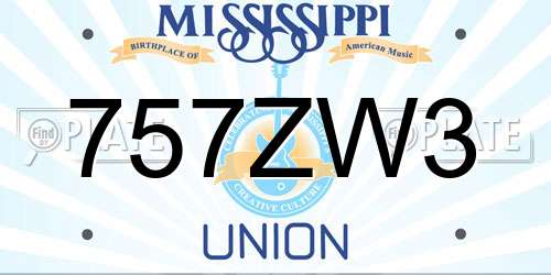 757ZW3 Mississippi License Plate