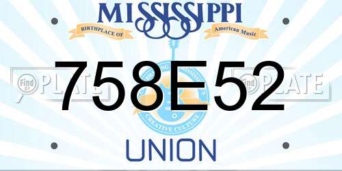758E52 Mississippi License Plate
