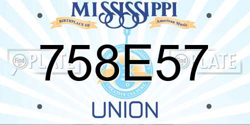 758E57 Mississippi License Plate