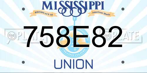 758E82 Mississippi License Plate