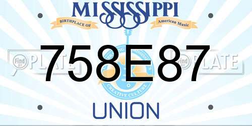 758E87 Mississippi License Plate
