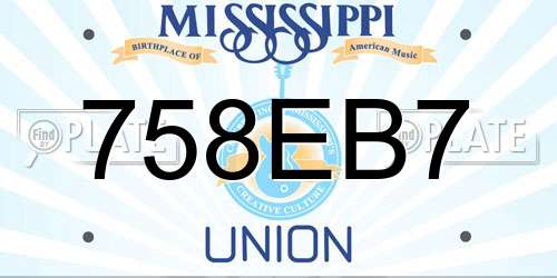 758EB7 Mississippi License Plate
