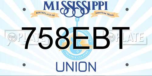 758EBT Mississippi License Plate