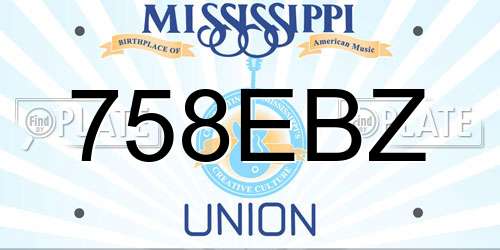758EBZ Mississippi License Plate