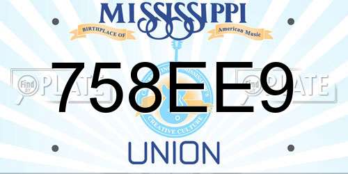 758EE9 Mississippi License Plate
