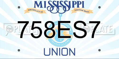 758ES7 Mississippi License Plate