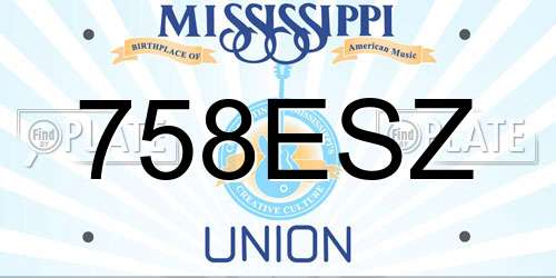 758ESZ Mississippi License Plate