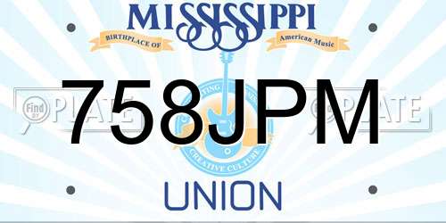 758JPM Mississippi License Plate
