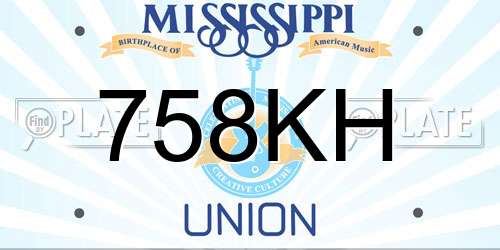 758KH Mississippi License Plate