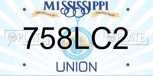 758LC2 Mississippi License Plate