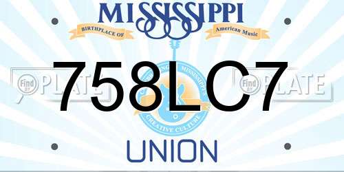 758LC7 Mississippi License Plate