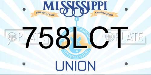 758LCT Mississippi License Plate