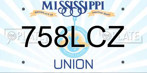 758LCZ Mississippi License Plate