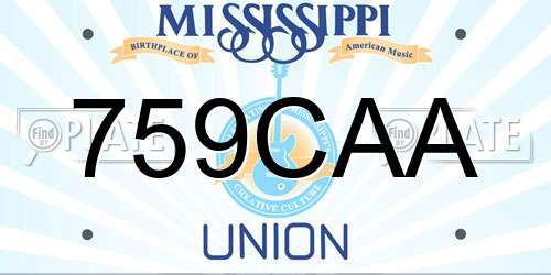 759CAA Mississippi License Plate