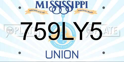759LY5 Mississippi License Plate