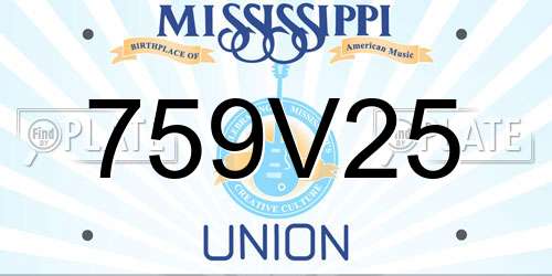 759V25 Mississippi License Plate