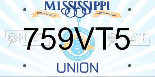 759VT5 Mississippi License Plate