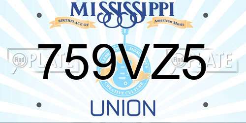 759VZ5 Mississippi License Plate