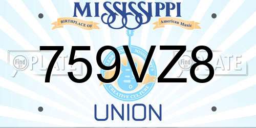 759VZ8 Mississippi License Plate