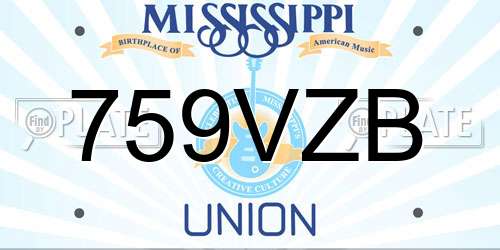 759VZB Mississippi License Plate