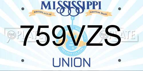 759VZS Mississippi License Plate