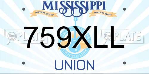 759XLL Mississippi License Plate