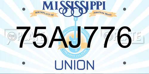 75AJ776 Mississippi License Plate