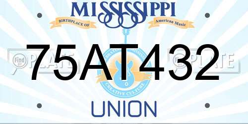 75AT432 Mississippi License Plate