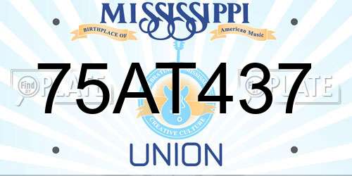 75AT437 Mississippi License Plate