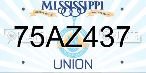 75AZ437 Mississippi License Plate