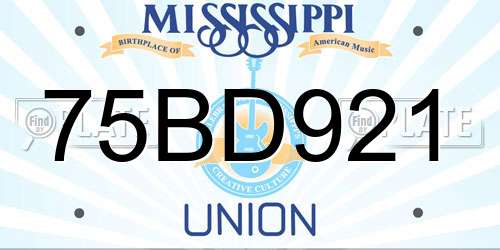 75BD921 Mississippi License Plate