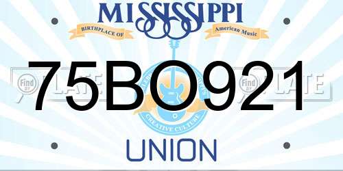 75BO921 Mississippi License Plate