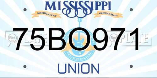 75BO971 Mississippi License Plate