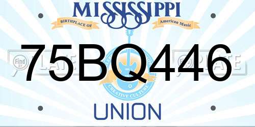 75BQ446 Mississippi License Plate