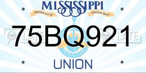 75BQ921 Mississippi License Plate