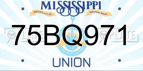 75BQ971 Mississippi License Plate